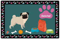 Thumbnail for Personalized Dogs Placemat IV - Pug - Dark Teal Background -  View