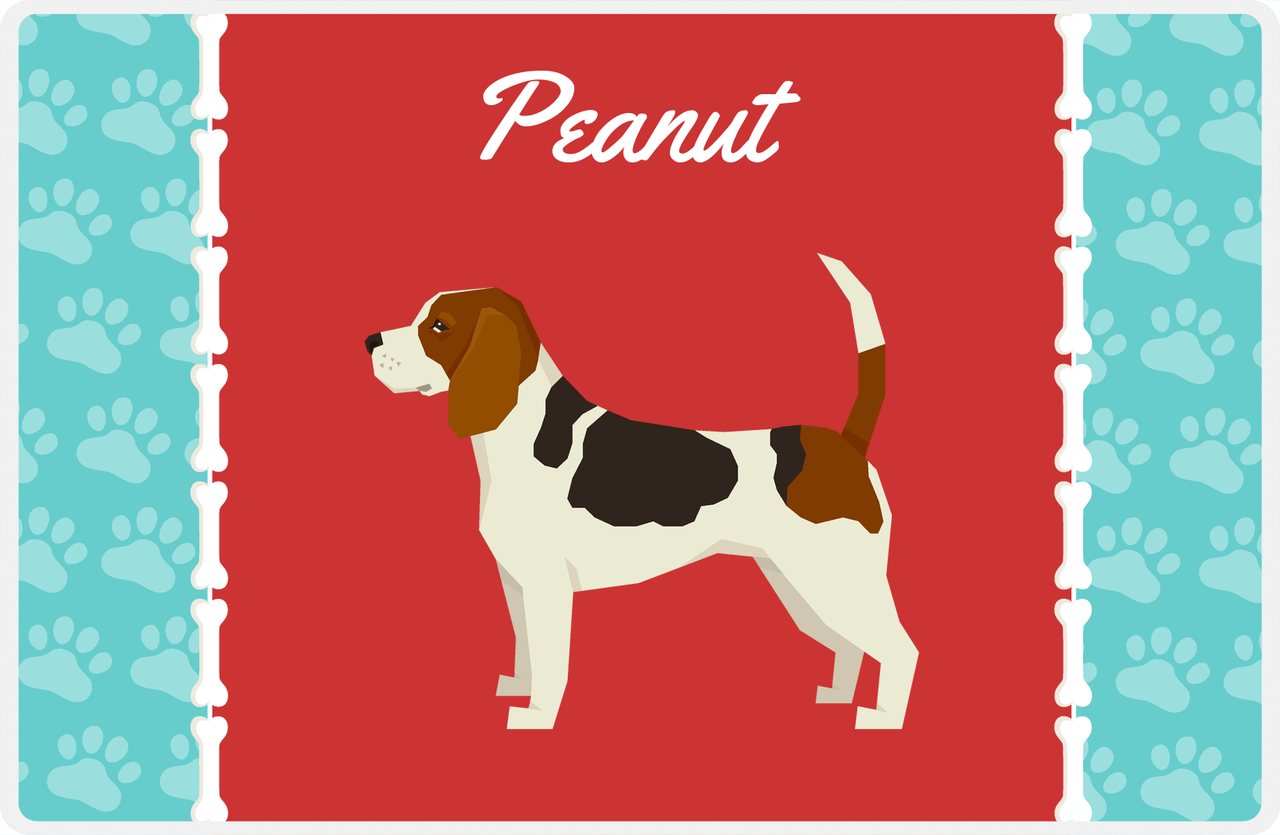 Personalized Dogs Placemat XI - Paw Borders - Beagle -  View