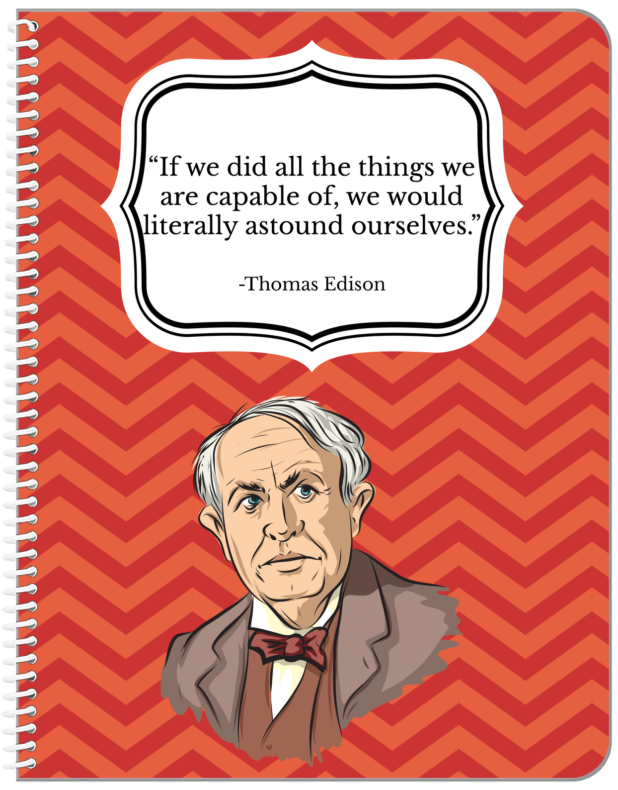 Famous Quotes Notebook - Thomas Edison - Front View