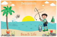 Thumbnail for Personalized Fishing Placemat X - Beach Life - Black Hair Boy -  View