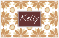 Thumbnail for Personalized Flower Burst Placemat - Light Brown and Champagne - Brown Rectangle Frame -  View