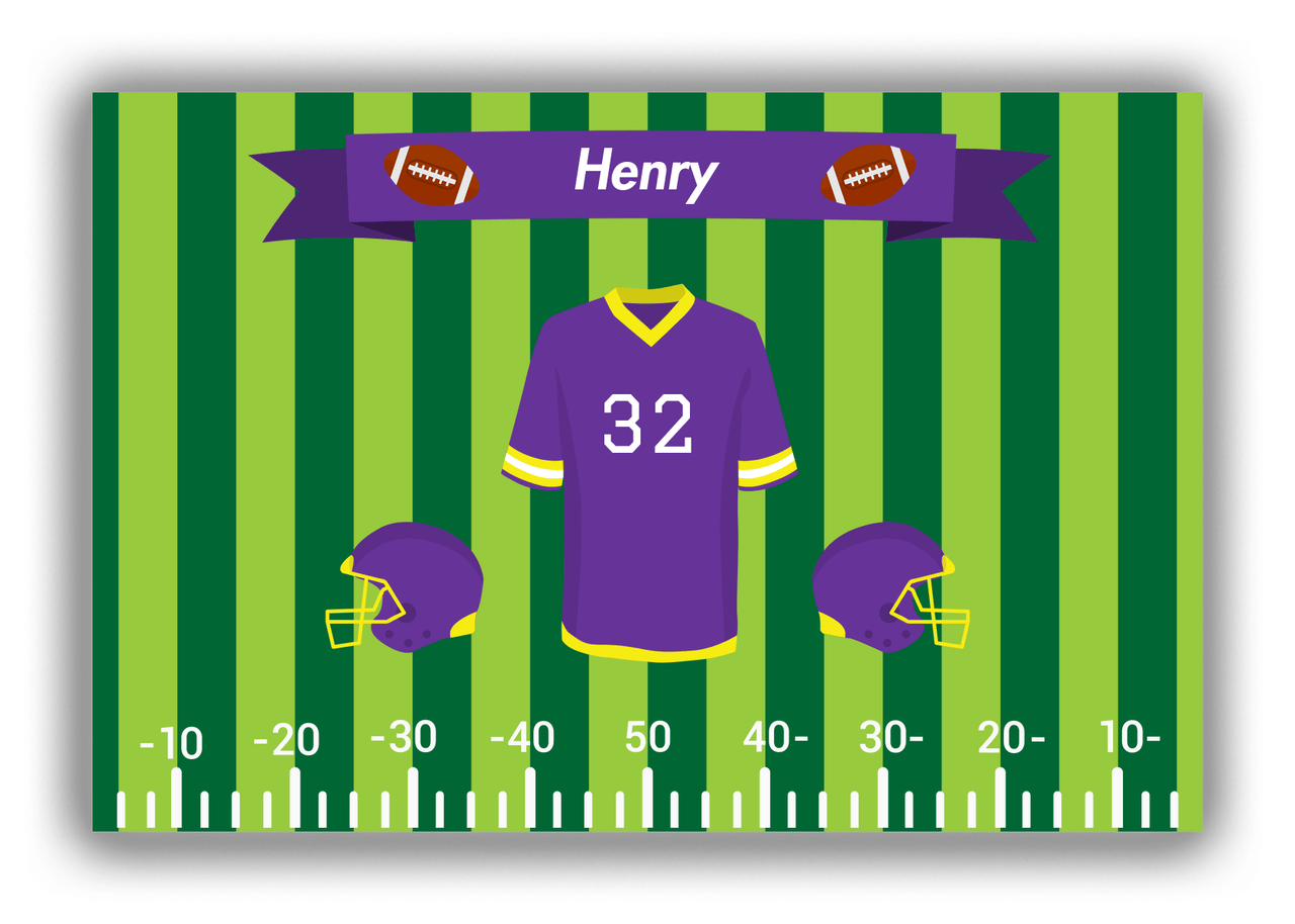 Personalized Football Canvas Wrap & Photo Print XIII - Green Background - Uniform Back - Front View