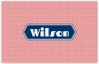 Thumbnail for Personalized Fret Placemat - Cherry Red and White - Navy Decorative Rectangle Frame -  View