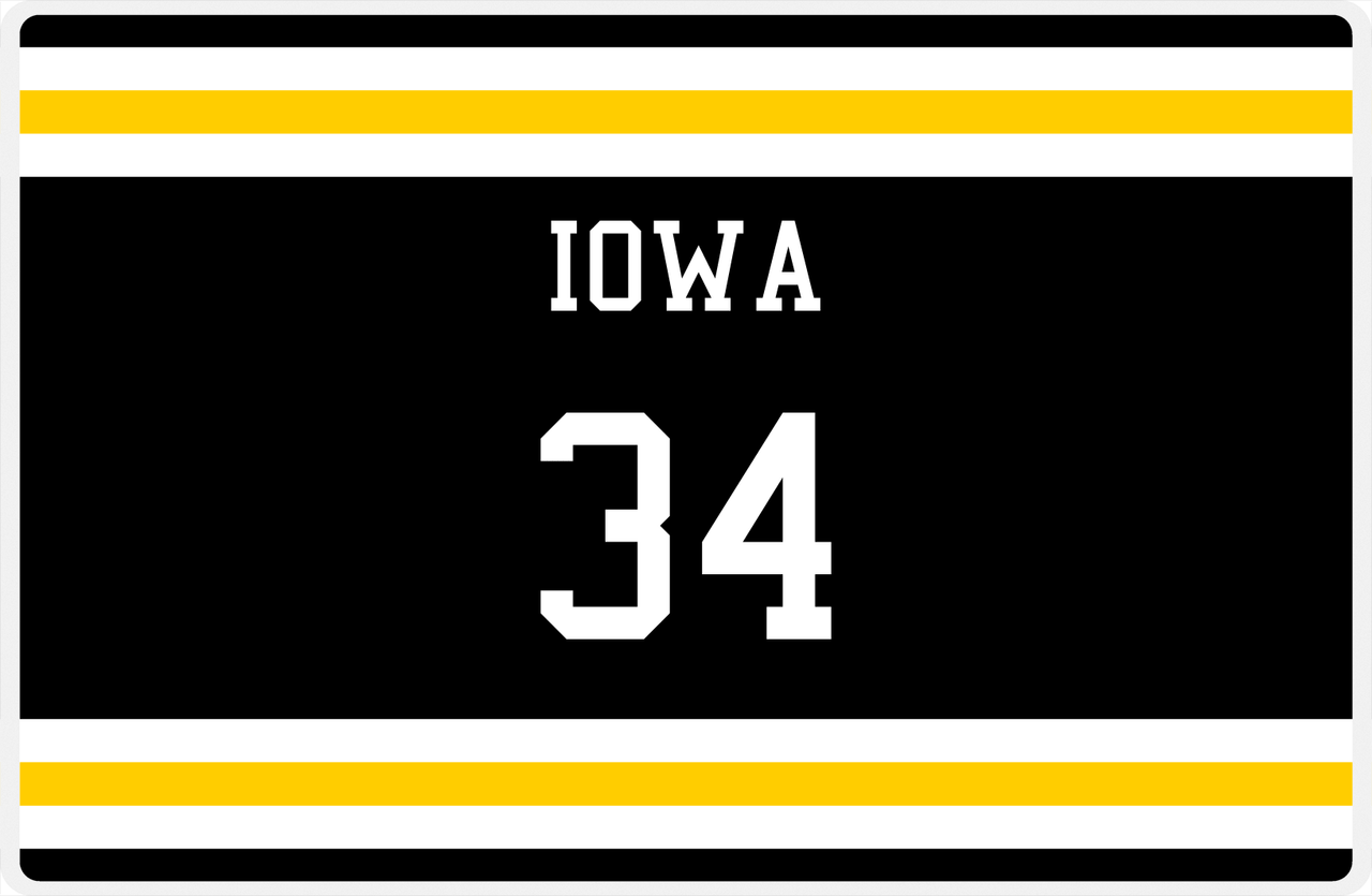 Personalized Jersey Number Placemat - Iowa - Single Stripe -  View