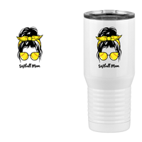 Thumbnail for Personalized Messy Bun Tall Travel Tumbler (20 oz) - Softball Mom - Design View