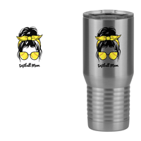 Thumbnail for Personalized Messy Bun Tall Travel Tumbler (20 oz) - Softball Mom - Design View