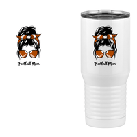 Thumbnail for Personalized Messy Bun Tall Travel Tumbler (20 oz) - Football Mom - Design View