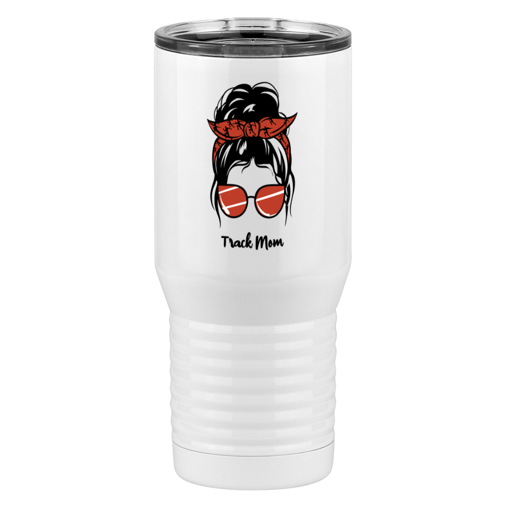 Personalized Messy Bun Tall Travel Tumbler (20 oz) - Track Mom - Left View