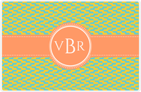 Thumbnail for Personalized Mod 2 Placemat - Viking Blue and Mustard - Tangerine Circle Frame with Ribbon -  View