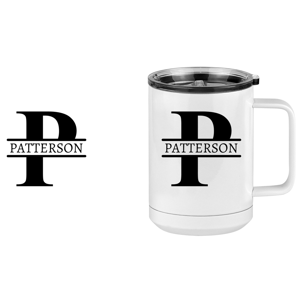 Personalized Name & Initial Coffee Mug Tumbler with Handle (15 oz) - Design View