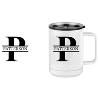 Thumbnail for Personalized Name & Initial Coffee Mug Tumbler with Handle (15 oz) - Design View