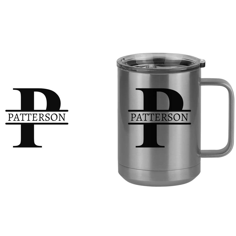 Personalized Name & Initial Coffee Mug Tumbler with Handle (15 oz) - Design View