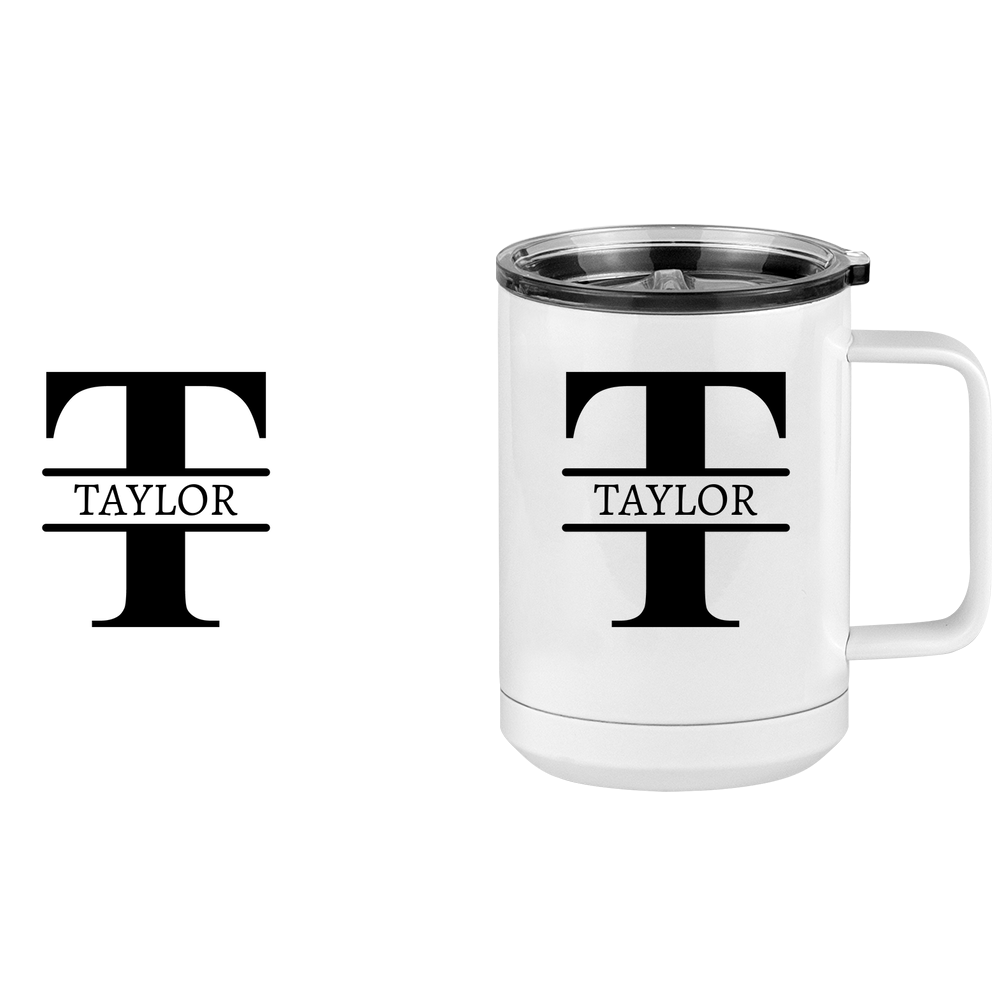 Personalized Name & Initial Coffee Mug Tumbler with Handle (15 oz) - Design View