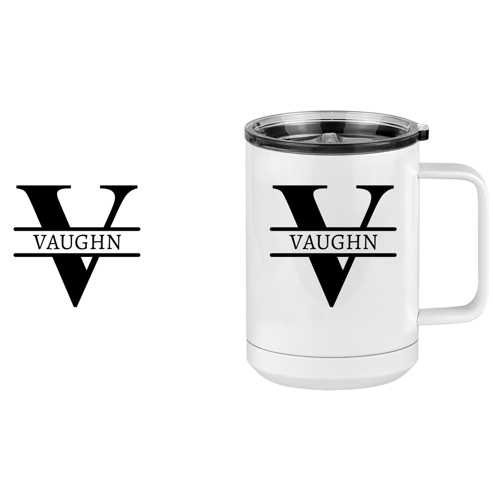 Personalized Name & Initial Coffee Mug Tumbler with Handle (15 oz) - Design View