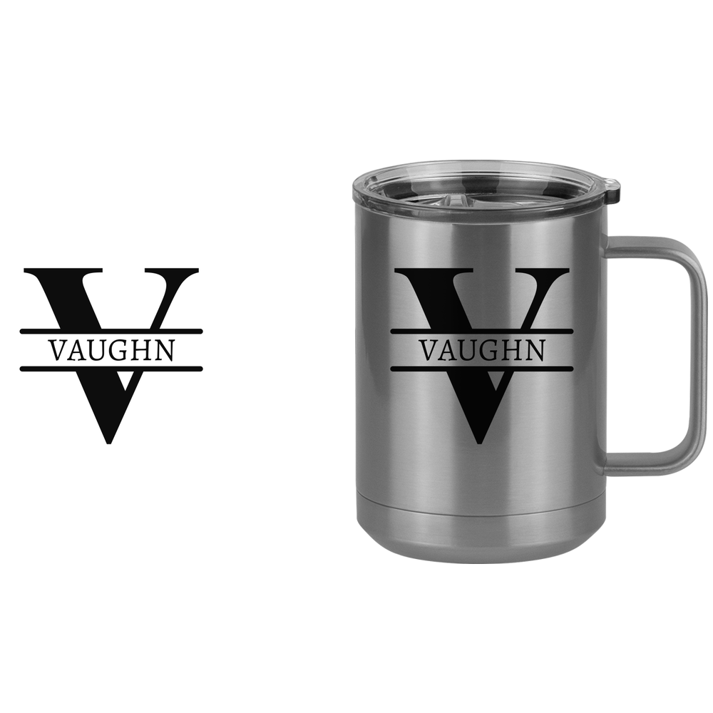 Personalized Name & Initial Coffee Mug Tumbler with Handle (15 oz) - Design View