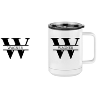 Thumbnail for Personalized Name & Initial Coffee Mug Tumbler with Handle (15 oz) - Design View