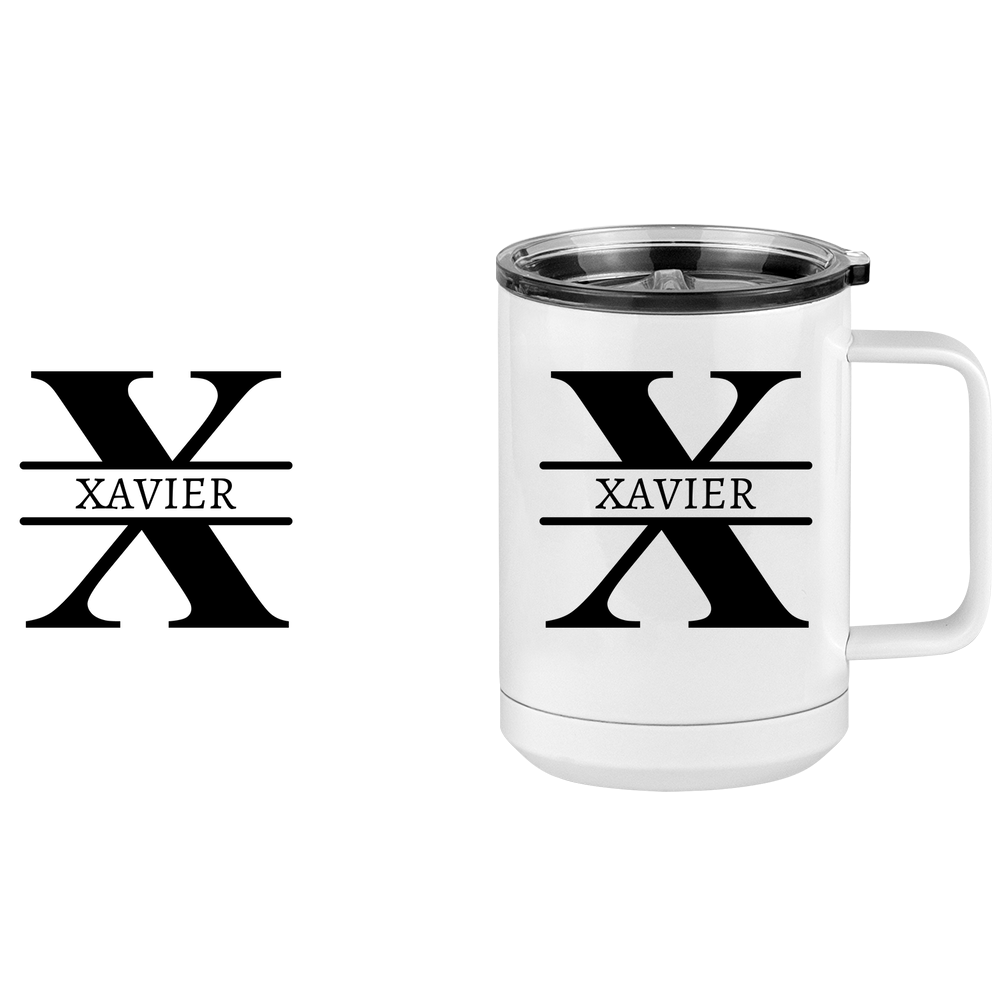 Personalized Name & Initial Coffee Mug Tumbler with Handle (15 oz) - Design View