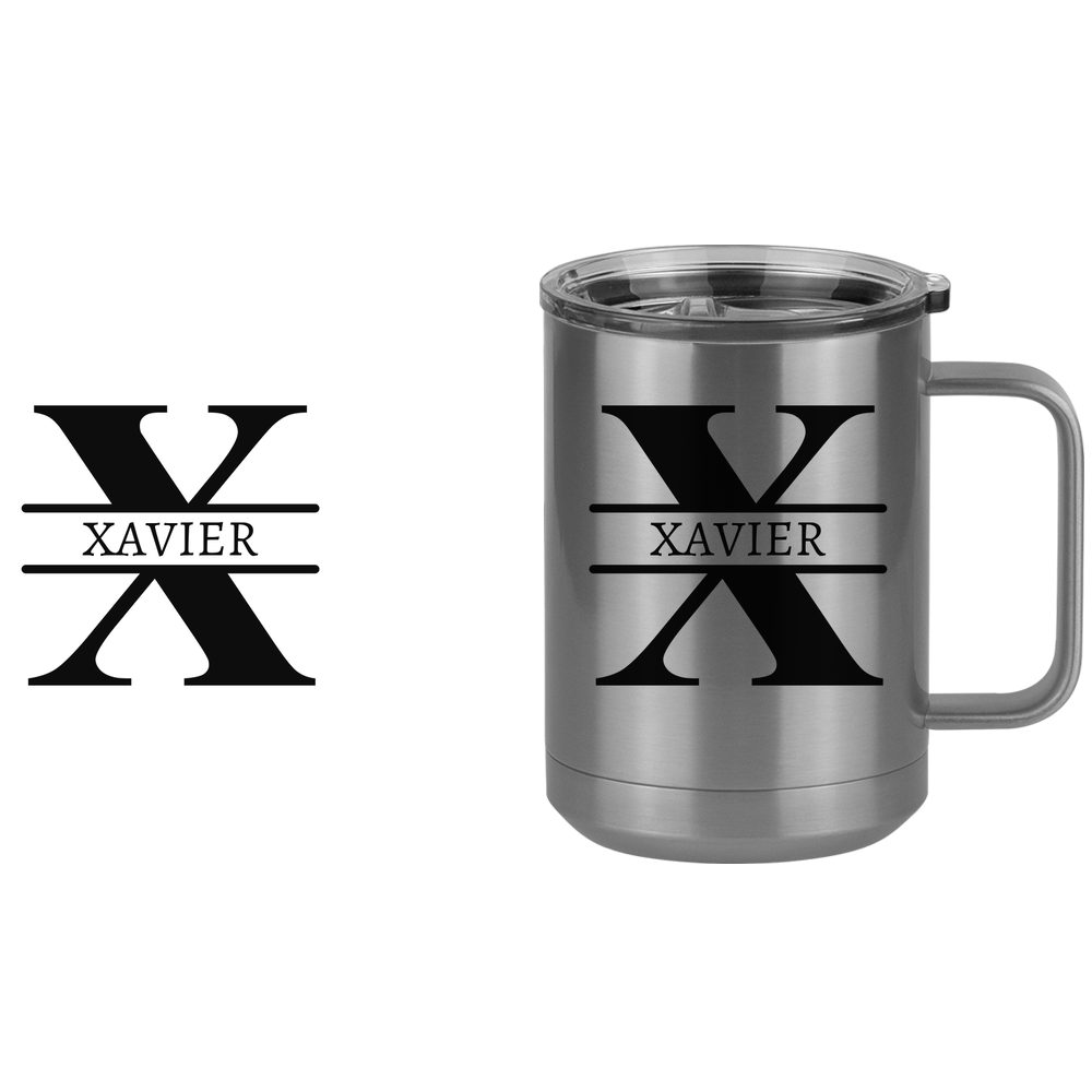 Personalized Name & Initial Coffee Mug Tumbler with Handle (15 oz) - Design View