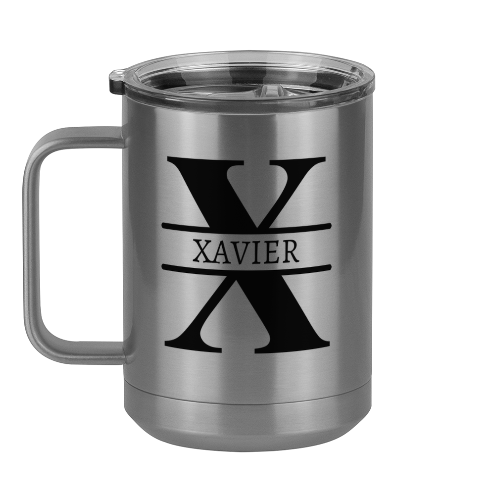 Personalized Name & Initial Coffee Mug Tumbler with Handle (15 oz) - Left View