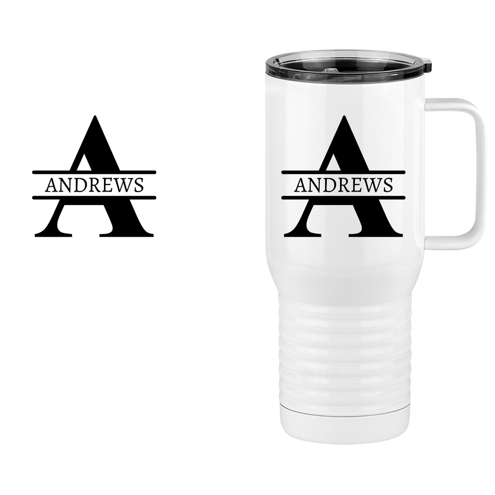 Personalized Name & Initial Travel Coffee Mug Tumbler with Handle (20 oz) - Design View