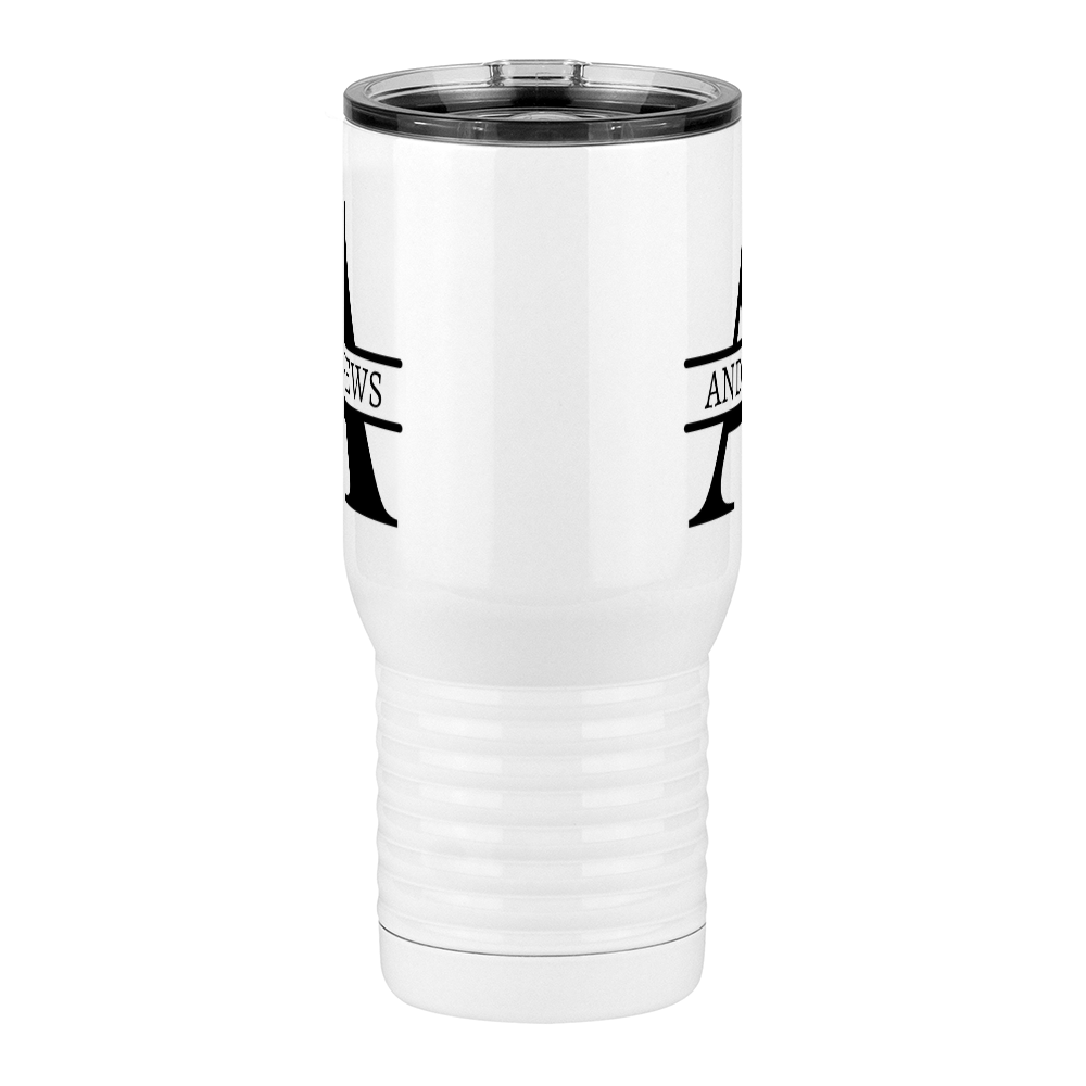 Personalized Name & Initial Travel Coffee Mug Tumbler with Handle (20 oz) - Front View