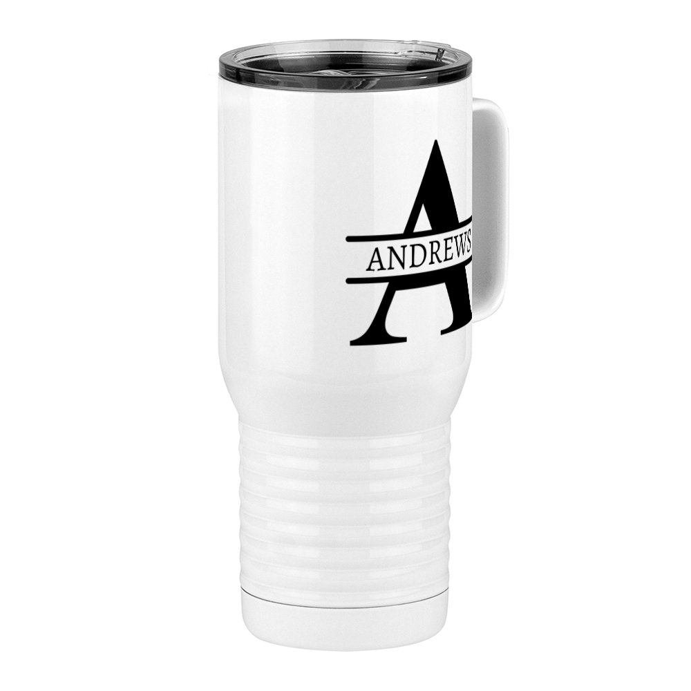 Personalized Name & Initial Travel Coffee Mug Tumbler with Handle (20 oz) - Front Right View