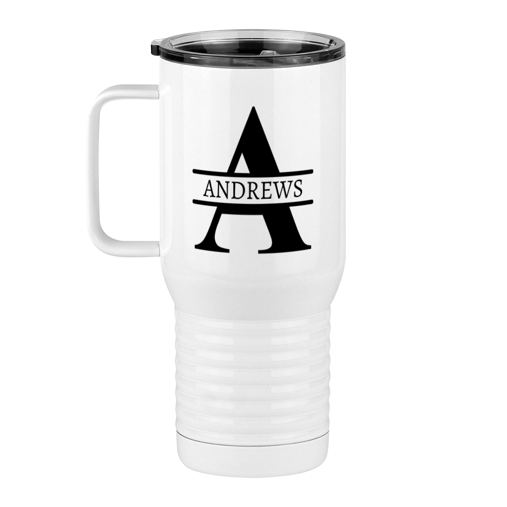 Personalized Name & Initial Travel Coffee Mug Tumbler with Handle (20 oz) - Left View