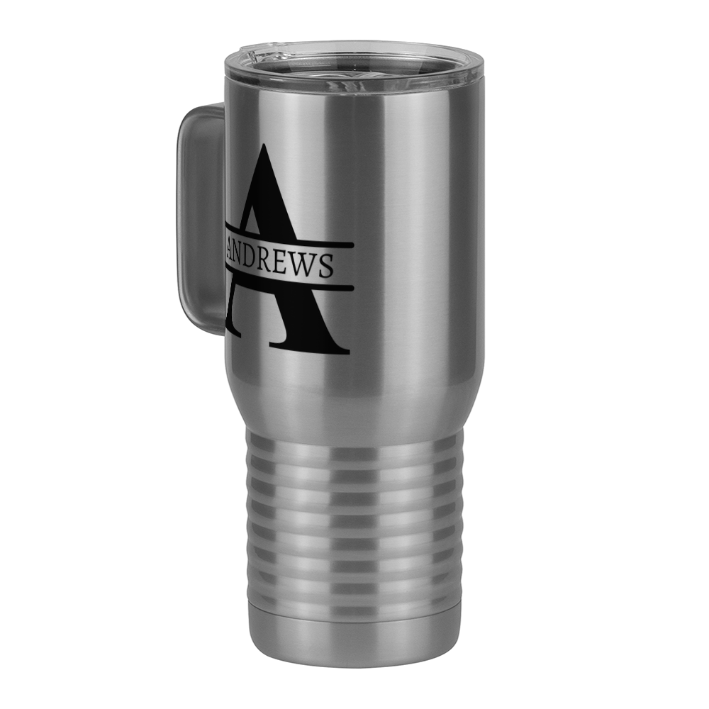 Personalized Name & Initial Travel Coffee Mug Tumbler with Handle (20 oz) - Front Left View