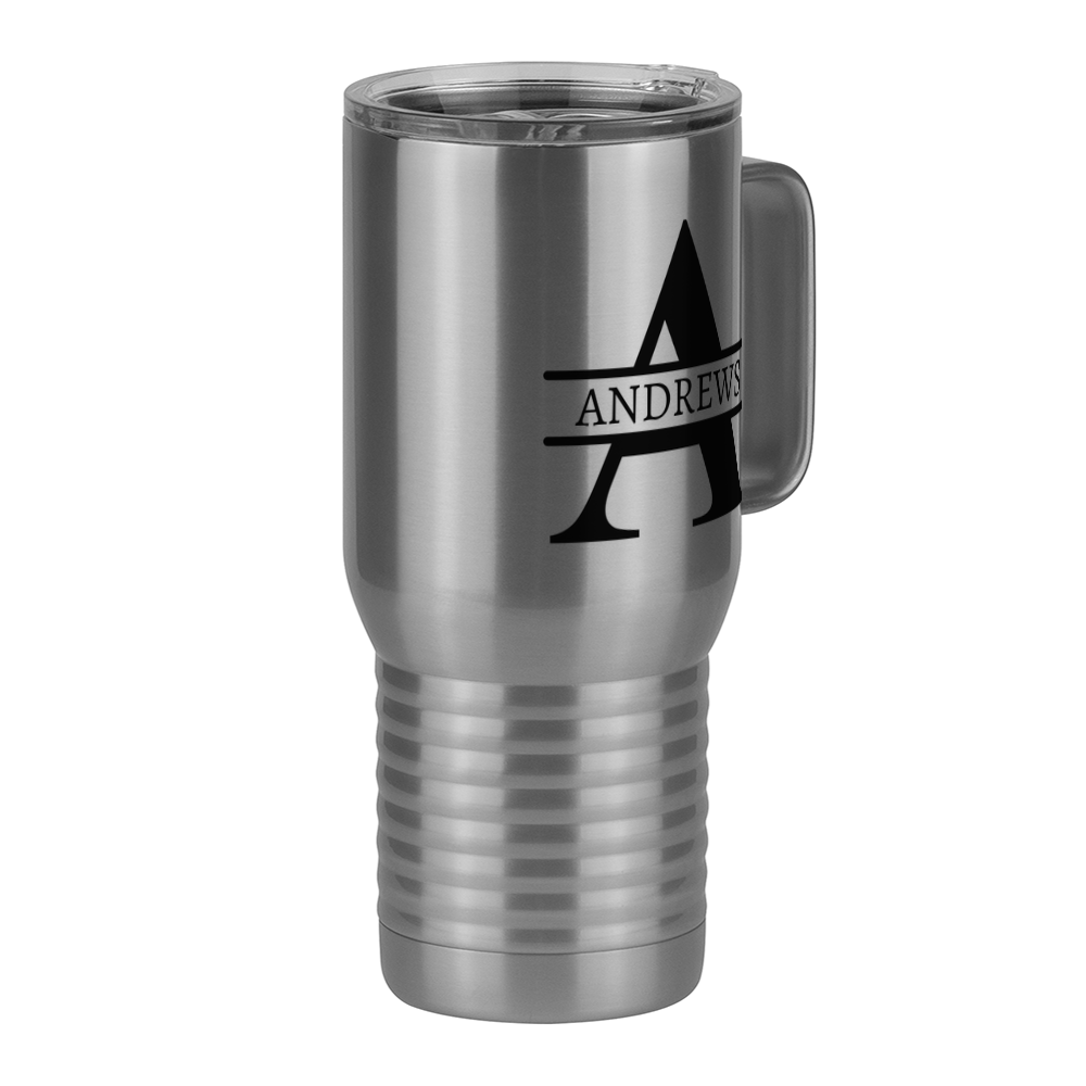 Personalized Name & Initial Travel Coffee Mug Tumbler with Handle (20 oz) - Front Right View