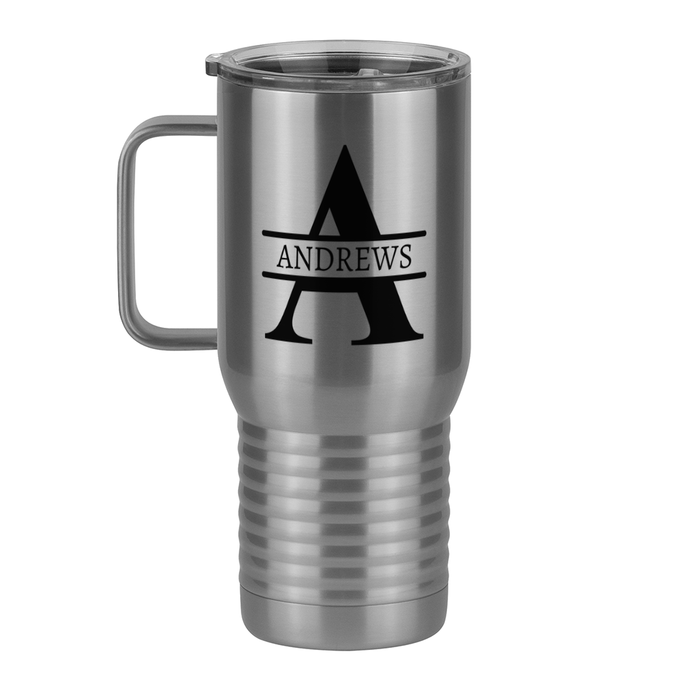 Personalized Name & Initial Travel Coffee Mug Tumbler with Handle (20 oz) - Left View