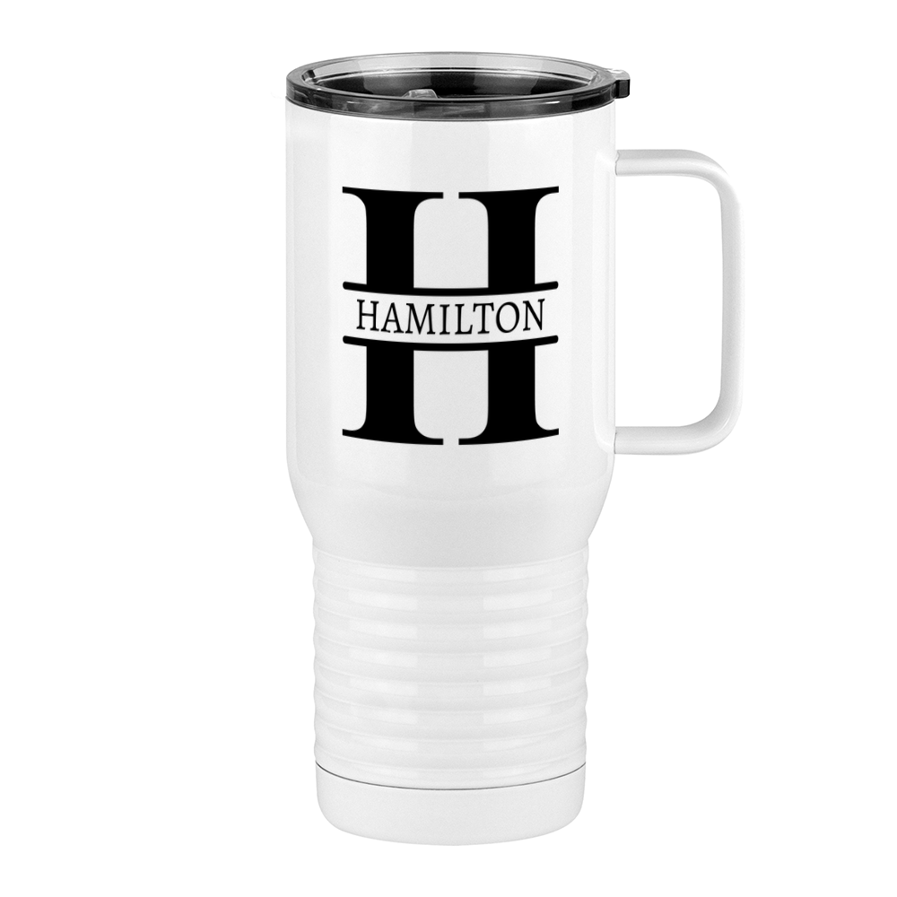 Personalized Name & Initial Travel Coffee Mug Tumbler with Handle (20 oz) - Right View