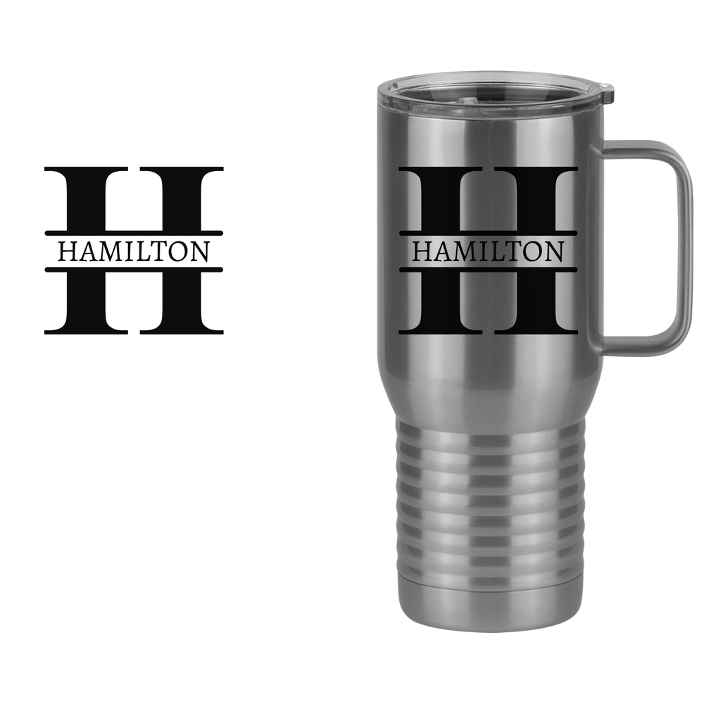 Personalized Name & Initial Travel Coffee Mug Tumbler with Handle (20 oz) - Design View