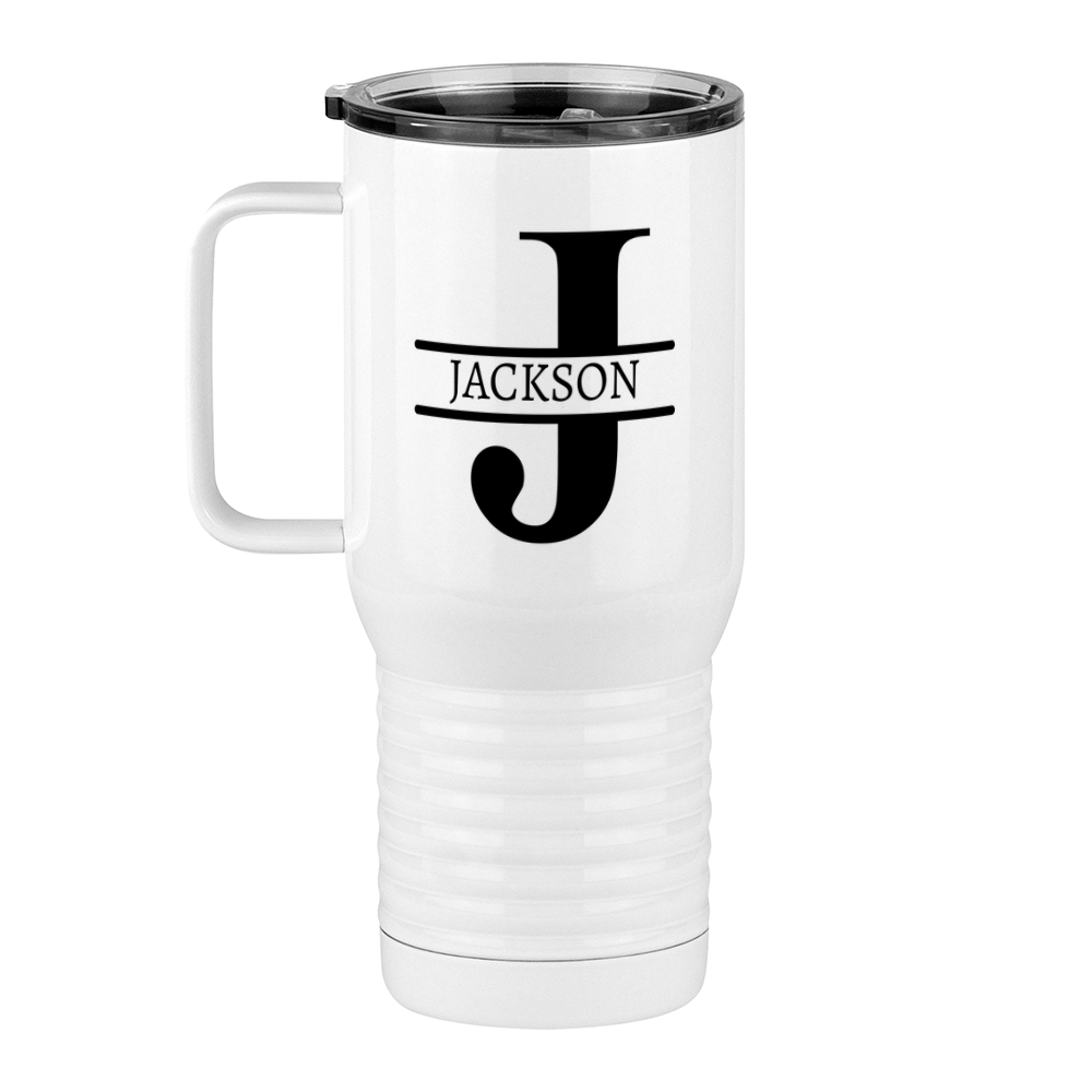 Personalized Name & Initial Travel Coffee Mug Tumbler with Handle (20 oz) - Left View