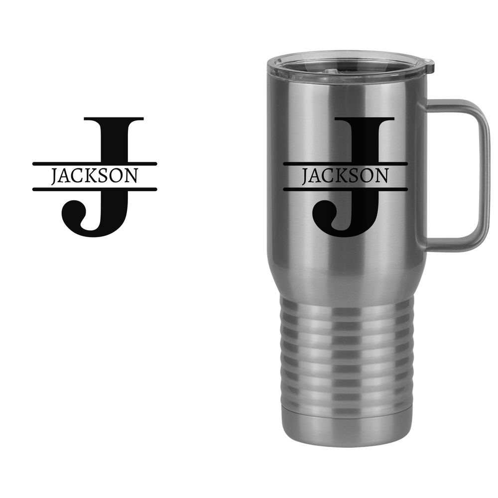 Personalized Name & Initial Travel Coffee Mug Tumbler with Handle (20 oz) - Design View