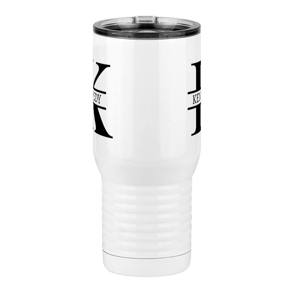 Personalized Name & Initial Travel Coffee Mug Tumbler with Handle (20 oz) - Front View