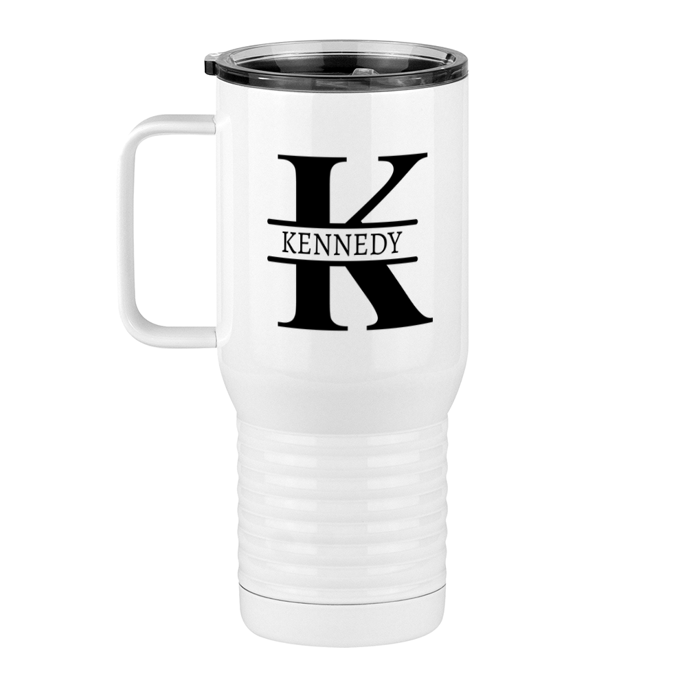 Personalized Name & Initial Travel Coffee Mug Tumbler with Handle (20 oz) - Left View