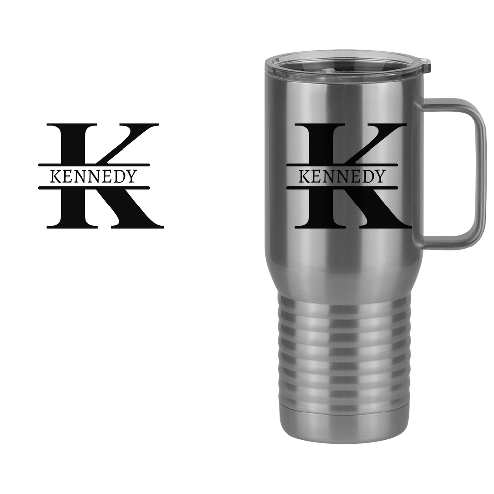 Personalized Name & Initial Travel Coffee Mug Tumbler with Handle (20 oz) - Design View