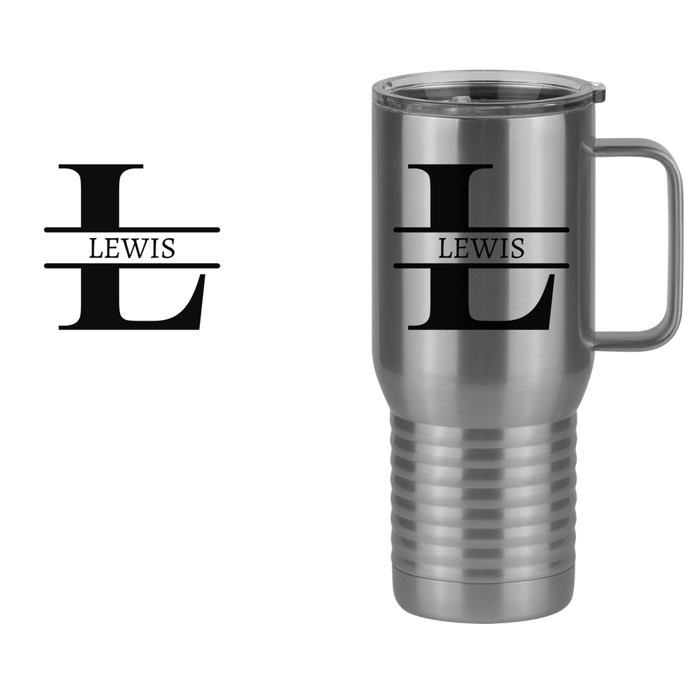 Personalized Name & Initial Travel Coffee Mug Tumbler with Handle (20 oz) - Design View