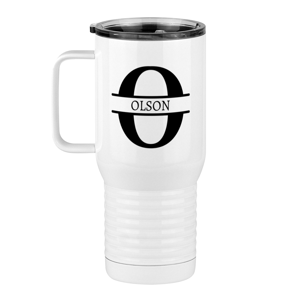 Personalized Name & Initial Travel Coffee Mug Tumbler with Handle (20 oz) - Left View