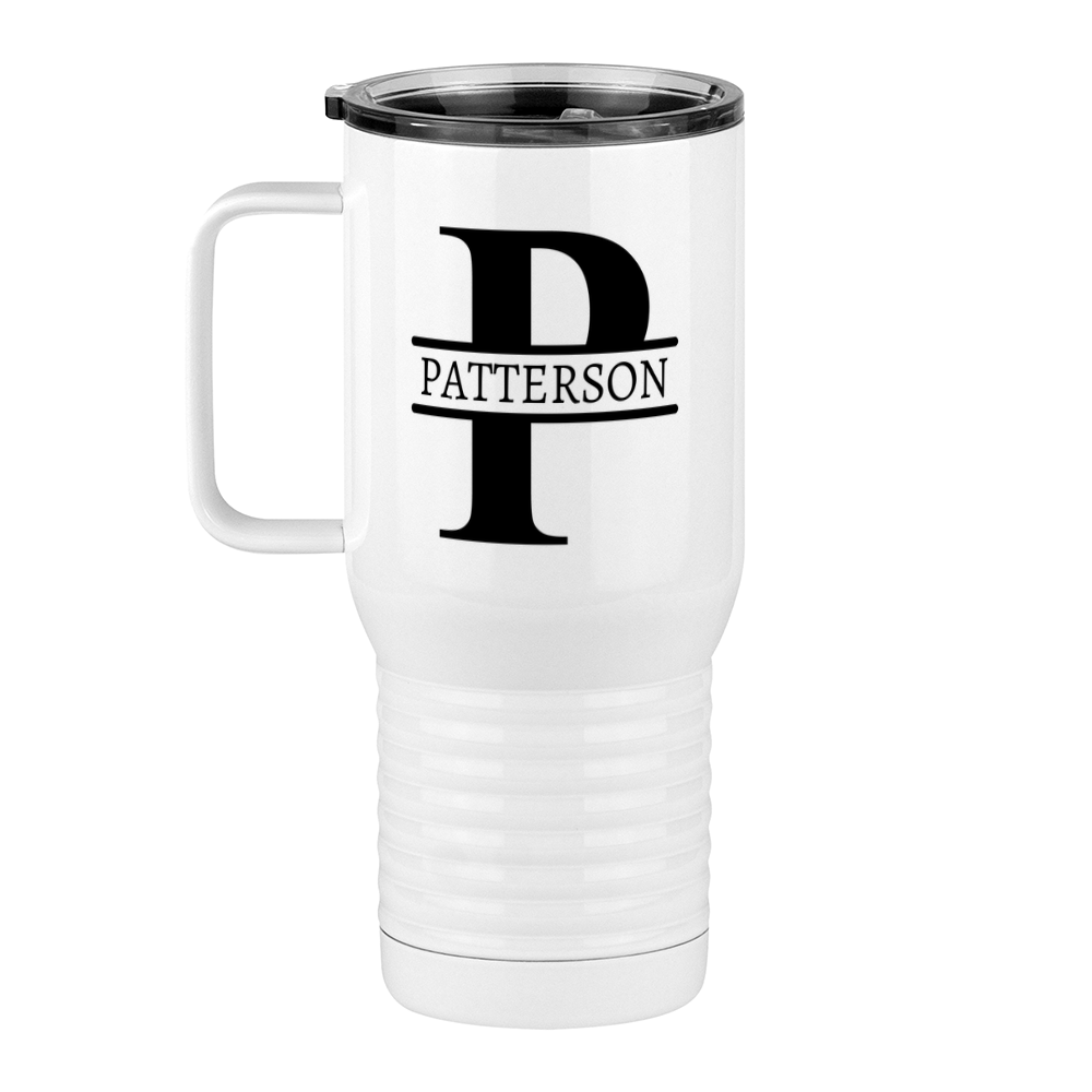 Personalized Name & Initial Travel Coffee Mug Tumbler with Handle (20 oz) - Left View