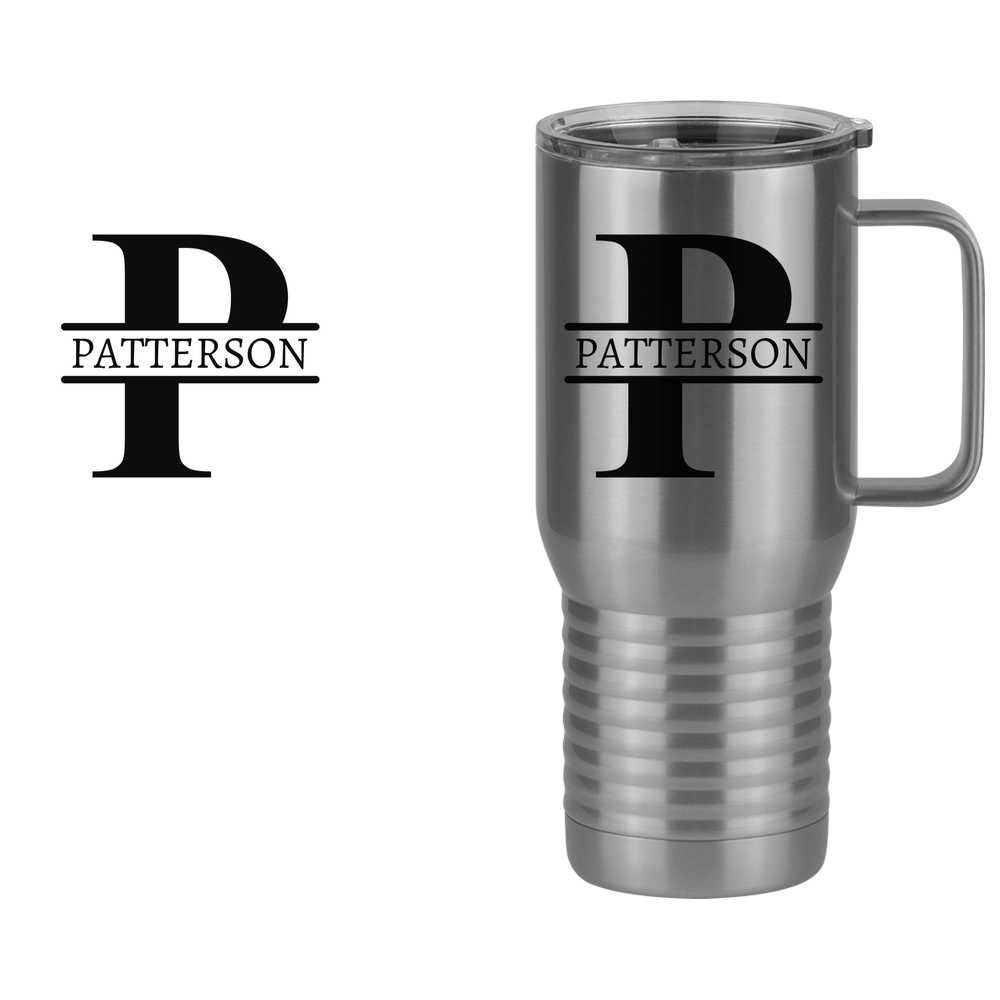 Personalized Name & Initial Travel Coffee Mug Tumbler with Handle (20 oz) - Design View