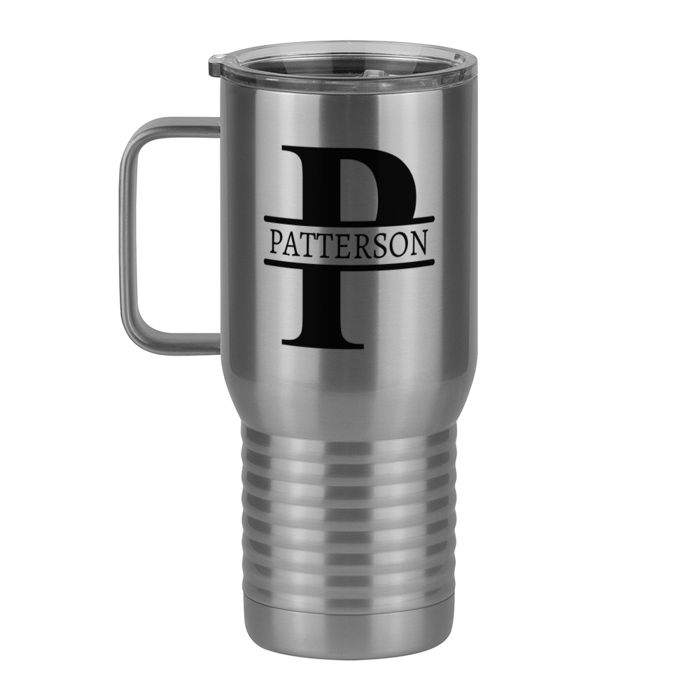 Personalized Name & Initial Travel Coffee Mug Tumbler with Handle (20 oz) - Left View