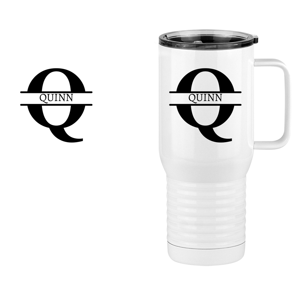 Personalized Name & Initial Travel Coffee Mug Tumbler with Handle (20 oz) - Design View