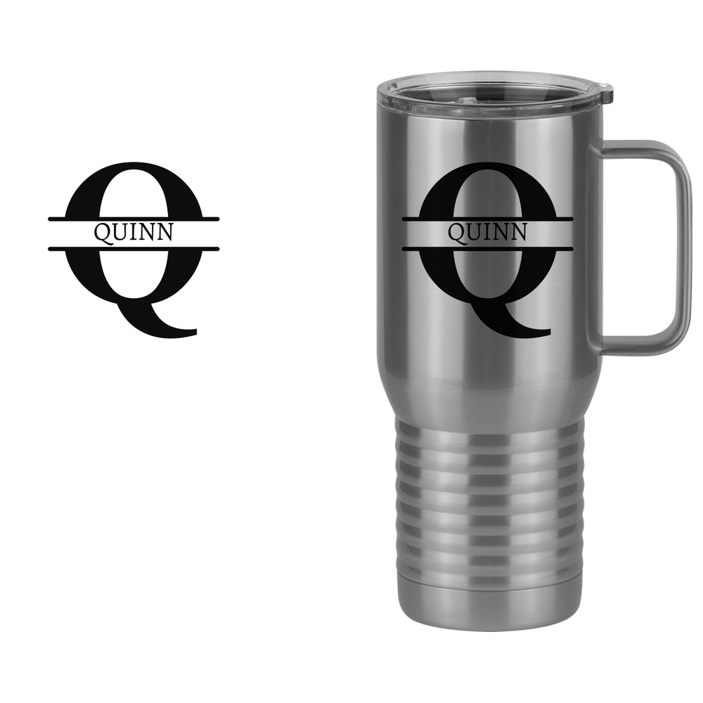 Personalized Name & Initial Travel Coffee Mug Tumbler with Handle (20 oz) - Design View