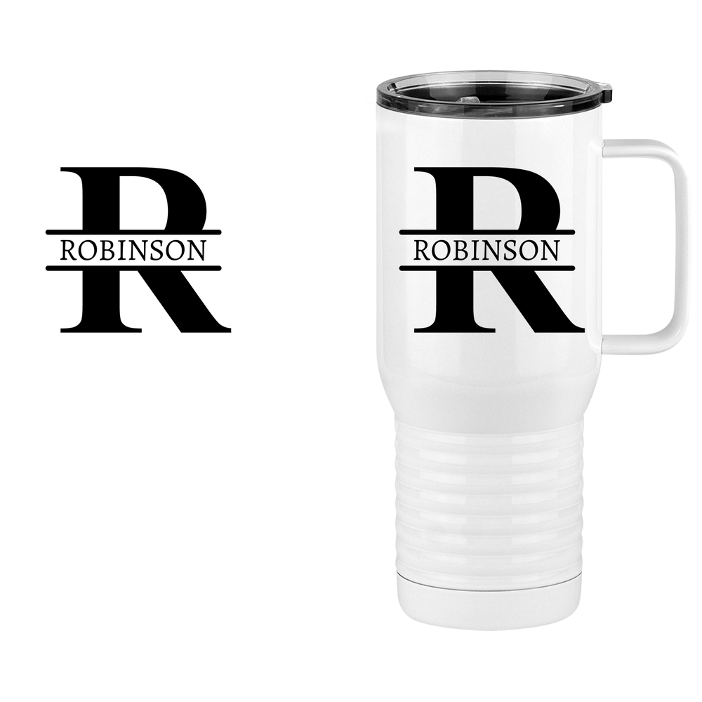 Personalized Name & Initial Travel Coffee Mug Tumbler with Handle (20 oz) - Design View