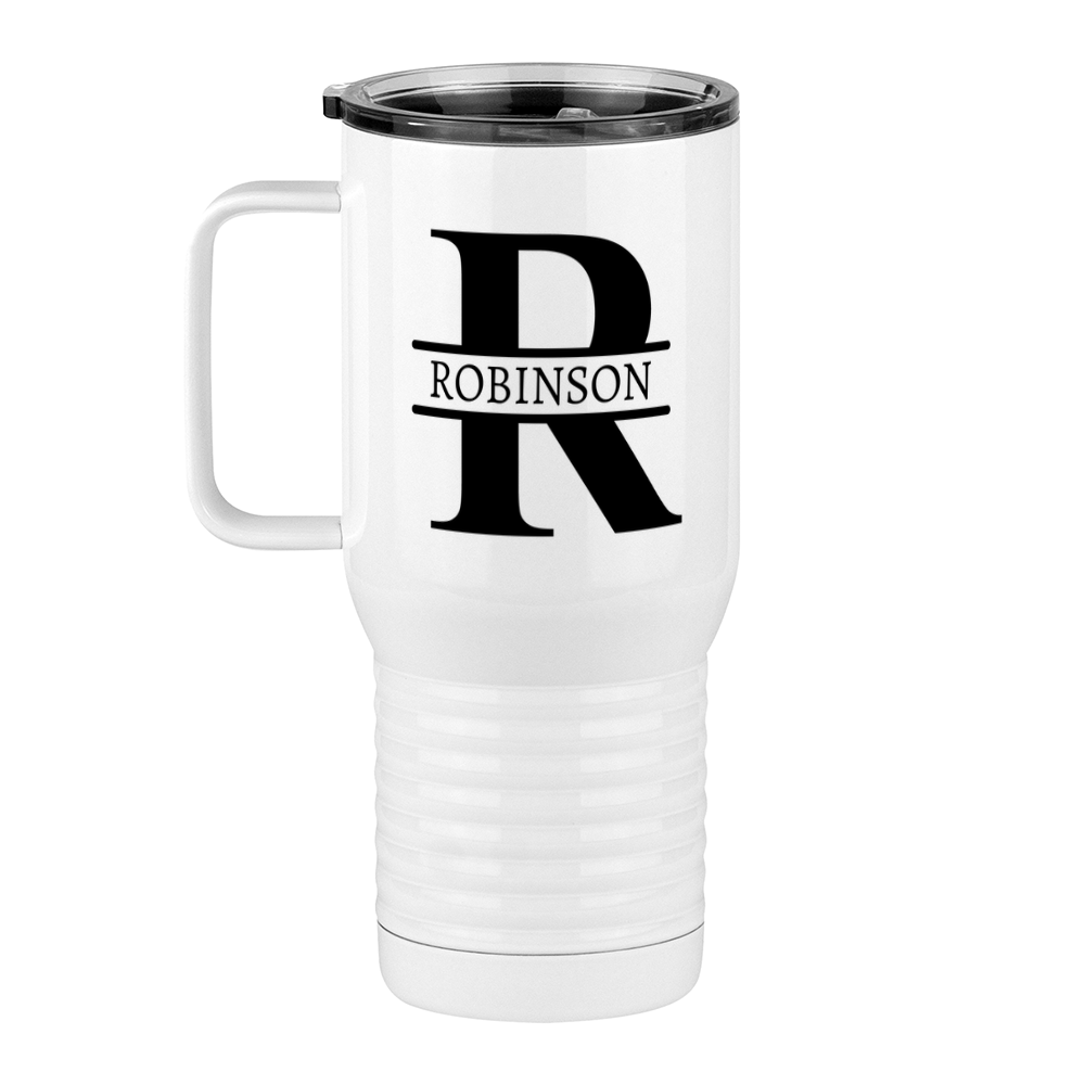 Personalized Name & Initial Travel Coffee Mug Tumbler with Handle (20 oz) - Left View