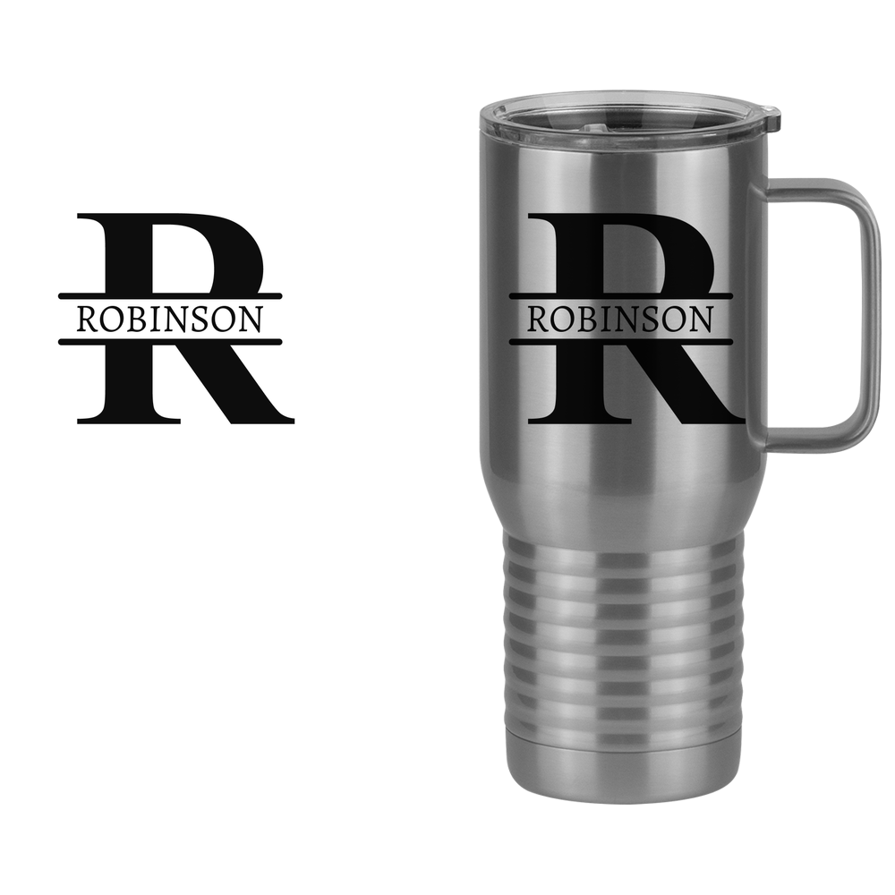 Personalized Name & Initial Travel Coffee Mug Tumbler with Handle (20 oz) - Design View