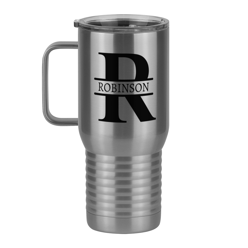 Personalized Name & Initial Travel Coffee Mug Tumbler with Handle (20 oz) - Left View