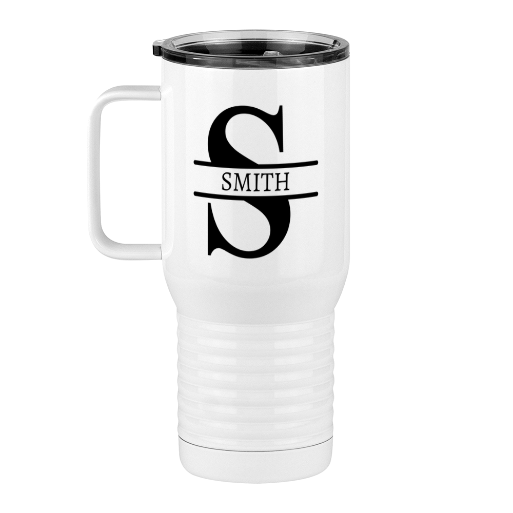 Personalized Name & Initial Travel Coffee Mug Tumbler with Handle (20 oz) - Left View