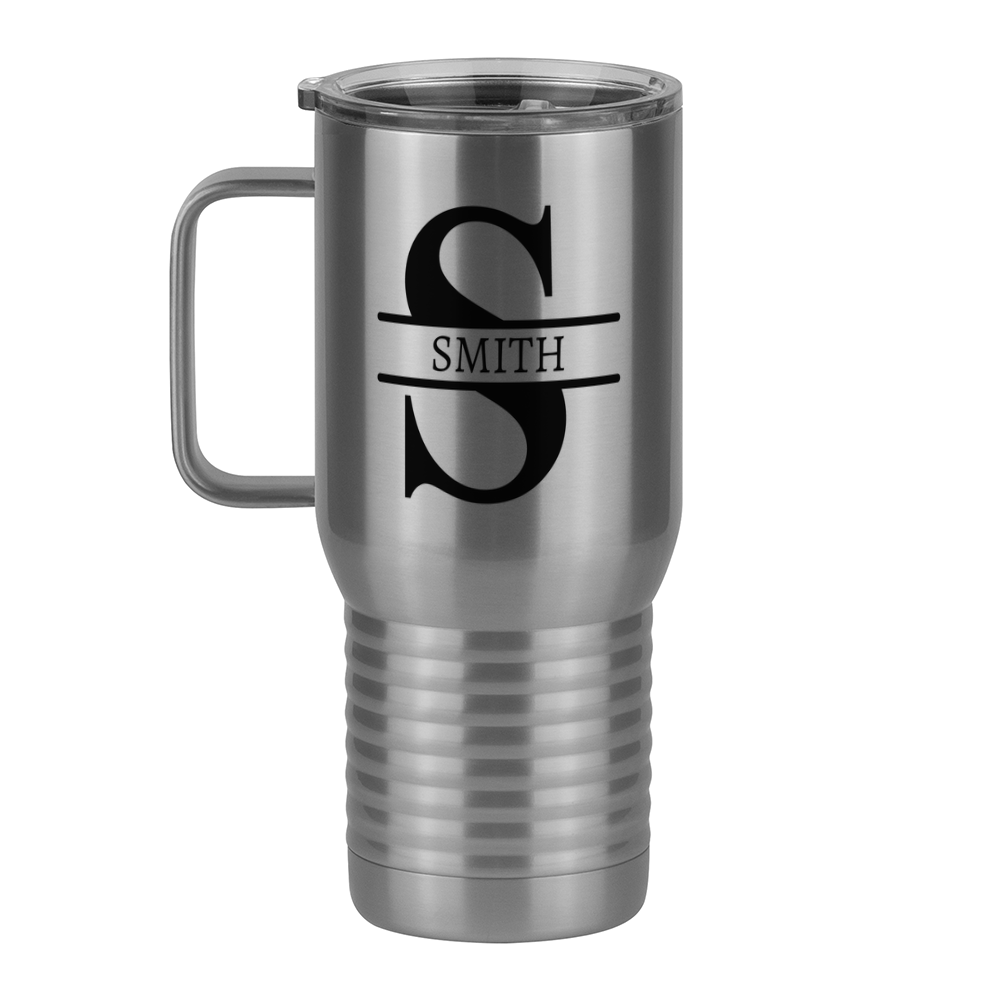 Personalized Name & Initial Travel Coffee Mug Tumbler with Handle (20 oz) - Left View